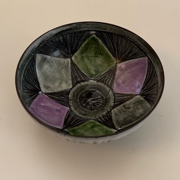 Laholm Swedish Studio Art Pottery Sgraffito Small Bowl Signed Vtg 1960-70 HTF - Picture 2 of 10